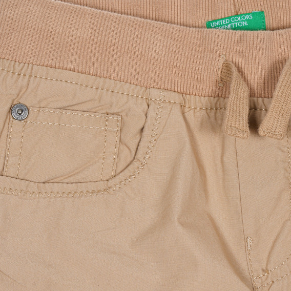 Pantaloni din bumbac, în bej Benetton 232178 2