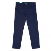 Pantaloni eleganți din bumbac, albastru închis Benetton 232181 