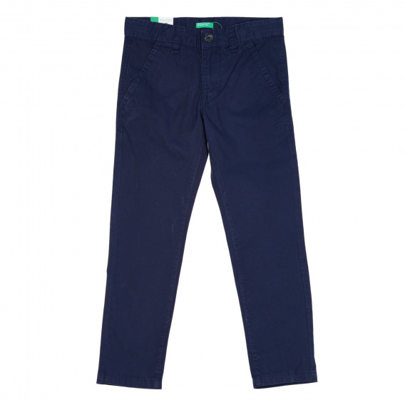 Pantaloni eleganți din bumbac, albastru închis Benetton 232181 