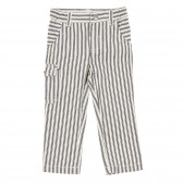 Pantaloni din bumbac cu dungi alb- albastre, cu buzunar lateral pentru bebeluș Benetton 232201 
