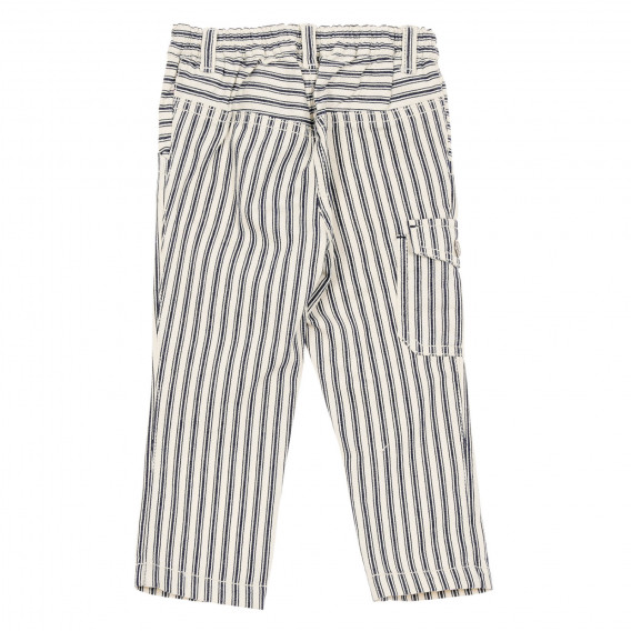 Pantaloni din bumbac cu dungi alb- albastre, cu buzunar lateral pentru bebeluș Benetton 232204 4