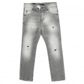 Jeans cu efect uzat, cu găuri, gri Sisley 232205 