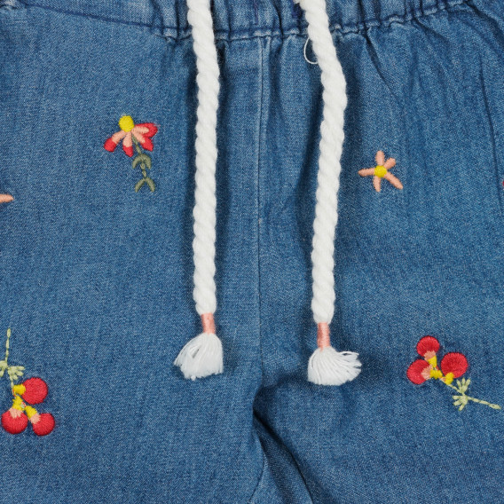 Pantaloni din bumbac cu aplicație florală pentru bebeluș, albastru Benetton 232232 2