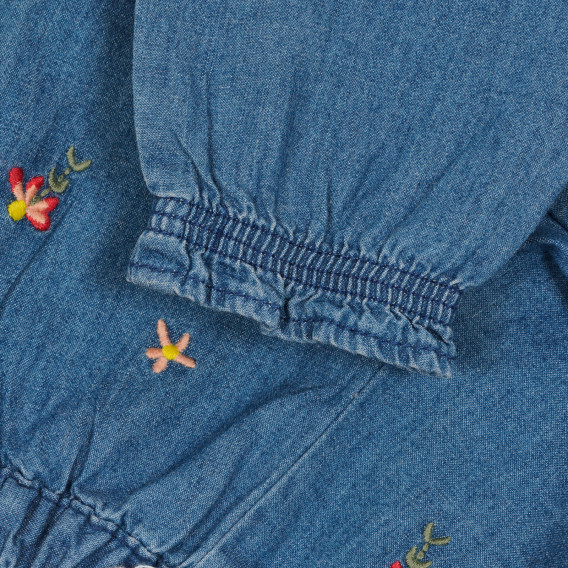 Pantaloni din bumbac cu aplicație florală pentru bebeluș, albastru Benetton 232233 3