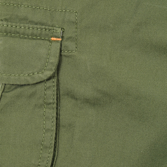 Pantaloni scurți din bumbac cu aplicație și buzunare laterale pentru bebeluși, verzi Benetton 232266 3