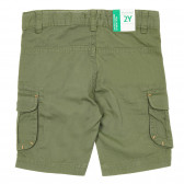 Pantaloni scurți din bumbac cu aplicație și buzunare laterale pentru bebeluși, verzi Benetton 232267 4