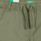 Pantaloni din bumbac cu buzunare laterale, verde închis Benetton 232288 2