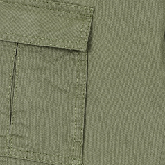 Pantaloni din bumbac cu buzunare laterale, verde închis Benetton 232289 3