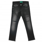 Jeans cu efect uzat cu găuri, negri Benetton 232346 