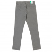 Pantaloni eleganti din bumbac, gri Benetton 232353 4