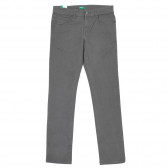 Pantaloni din bumbac cu sigla mărcii, culoarea gri Benetton 232358 