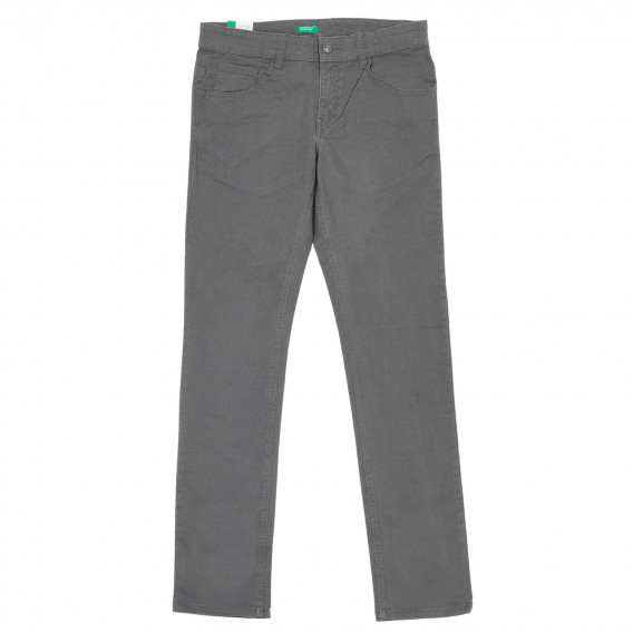 Pantaloni din bumbac cu sigla mărcii, culoarea gri Benetton 232358 