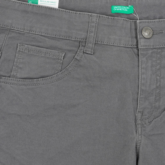 Pantaloni din bumbac cu sigla mărcii, culoarea gri Benetton 232359 2