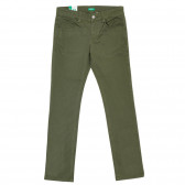 Pantaloni din bumbac cu logo-ul mărcii, verde Benetton 232362 
