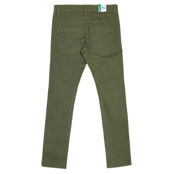 Pantaloni din bumbac cu logo-ul mărcii, verde Benetton 232365 4