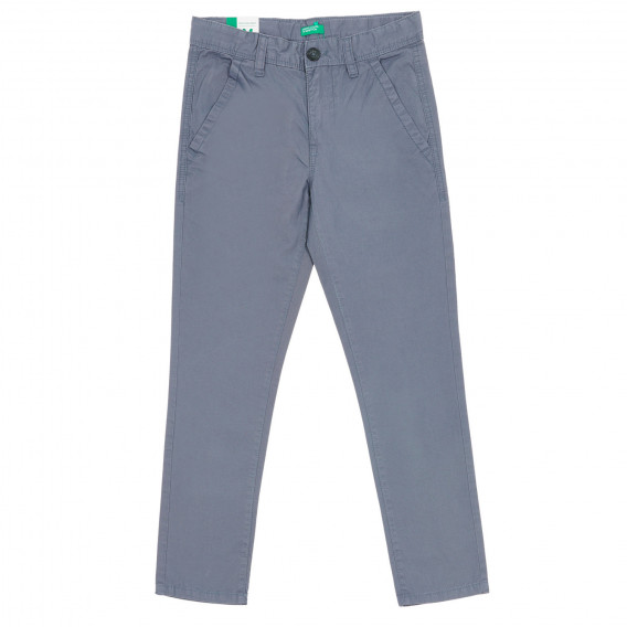 Pantaloni eleganti din bumbac, gri deschis Benetton 232369 