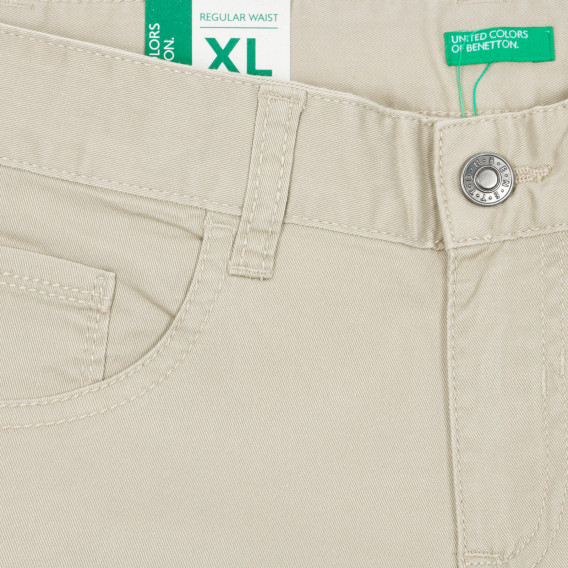 Pantaloni din bumbac cu sigla mărcii, bej Benetton 232373 2