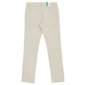 Pantaloni din bumbac cu sigla mărcii, bej Benetton 232375 4