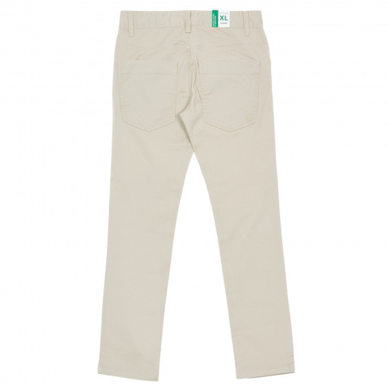 Pantaloni din bumbac cu sigla mărcii, bej Benetton 232375 4