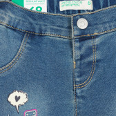 Jeans cu aplicație și franjuri pentru bebeluși, albastru Benetton 232378 3