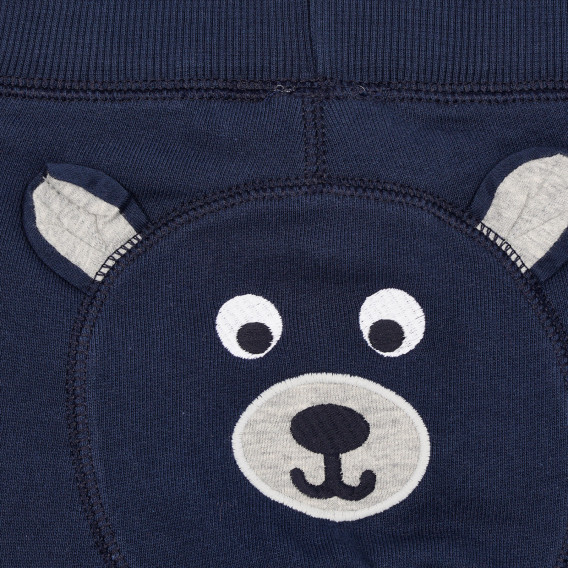 Pantaloni din bumbac cu aplicație urs pentru bebeluș, albastru închis Benetton 232394 3