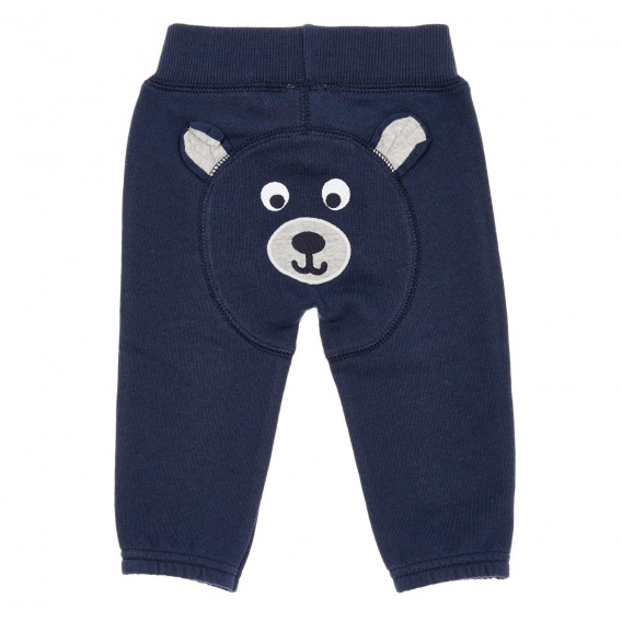 Pantaloni din bumbac cu aplicație urs pentru bebeluș, albastru închis Benetton 232395 4