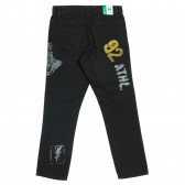 Jeans cu imprimeu și inscripții, negru Benetton 232411 4