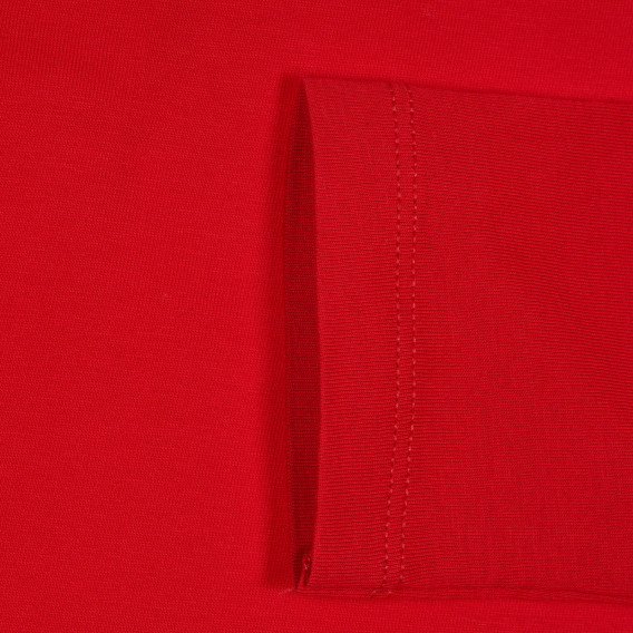Bluză din bumbac cu mâneci lungi și inscripția mărcii, roșie Benetton 232454 3