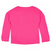 Bluză din bumbac cu inscripție din paiete, roz Benetton 232467 4