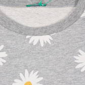 Bluză din bumbac cu imprimeu floral, de culoare gri Benetton 232477 2