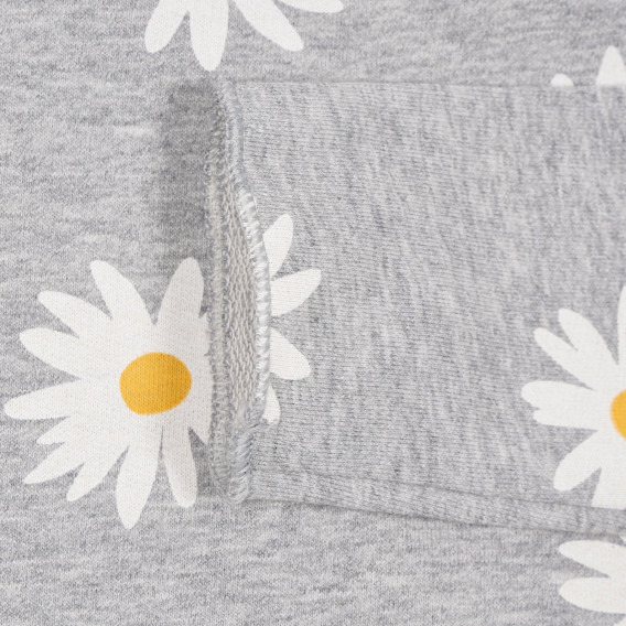 Bluză din bumbac cu imprimeu floral, de culoare gri Benetton 232478 3