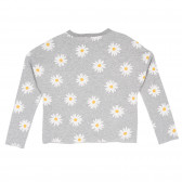 Bluză din bumbac cu imprimeu floral, de culoare gri Benetton 232479 4