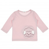 Bluză din bumbac cu aplicatie oaie pentru bebelus, roz Benetton 232488 