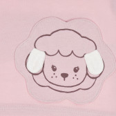 Bluză din bumbac cu aplicatie oaie pentru bebelus, roz Benetton 232489 2