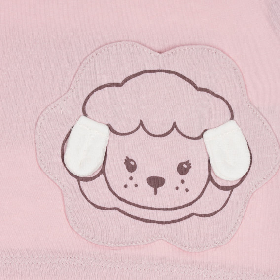 Bluză din bumbac cu aplicatie oaie pentru bebelus, roz Benetton 232489 2