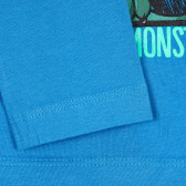Bluză din bumbac cu imprimeu monstru și inscripții pentru bebeluș, albastră Benetton 232493 2