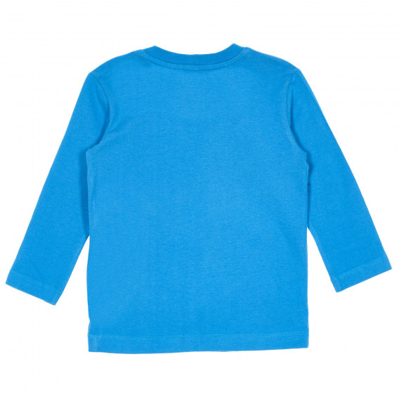 Bluză din bumbac cu imprimeu monstru și inscripții pentru bebeluș, albastră Benetton 232494 4