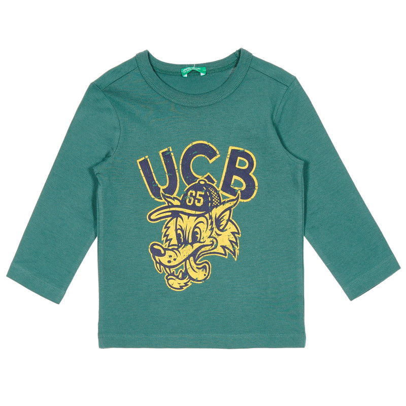 Bluză din bumbac cu imprimeu lup pentru bebelus, verde  232508