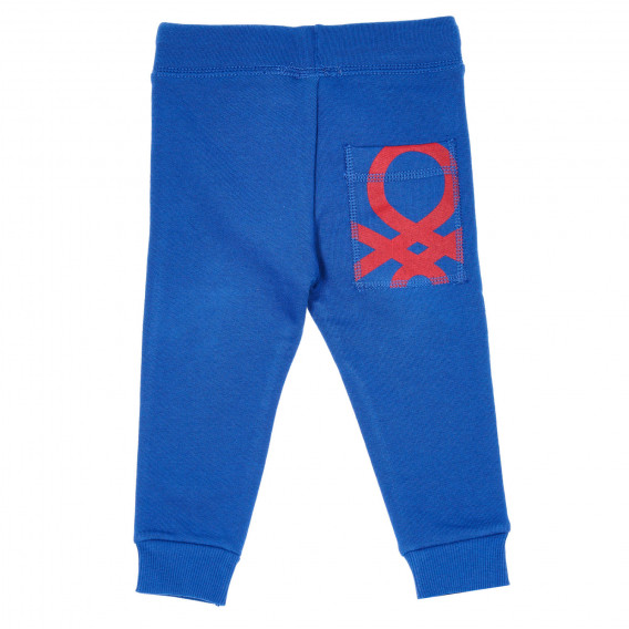 Pantaloni din bumbac cu sigla mărcii pentru bebeluș, albastru Benetton 232515 4