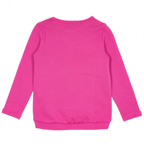 Bluză din bumbac cu imprimeu inimă și numele mărcii, roz Benetton 232539 4