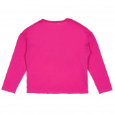 Bluză din bumbac cu mâneci lungi și aplicație din paiete, roz Benetton 232547 4