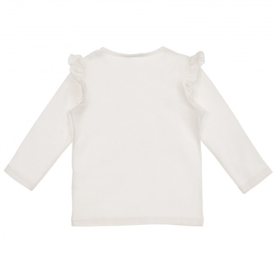 Bluză din bumbac cu volane și imprimeu Tweety pentru bebeluș, albă Benetton 232574 4