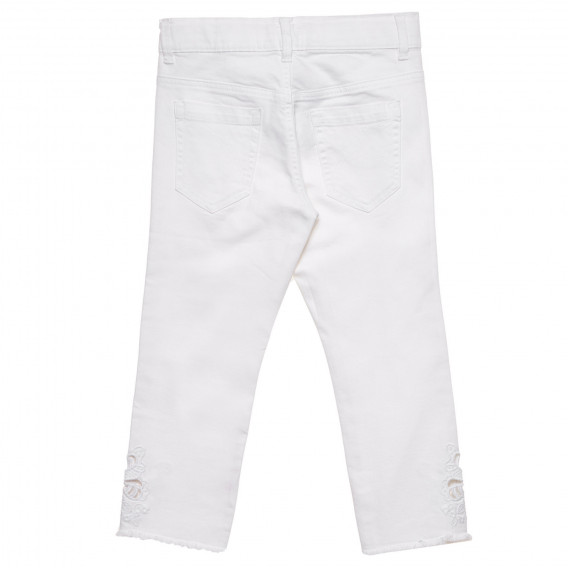 Pantaloni din denim cu aplicație fluture, albi Benetton 232644 4