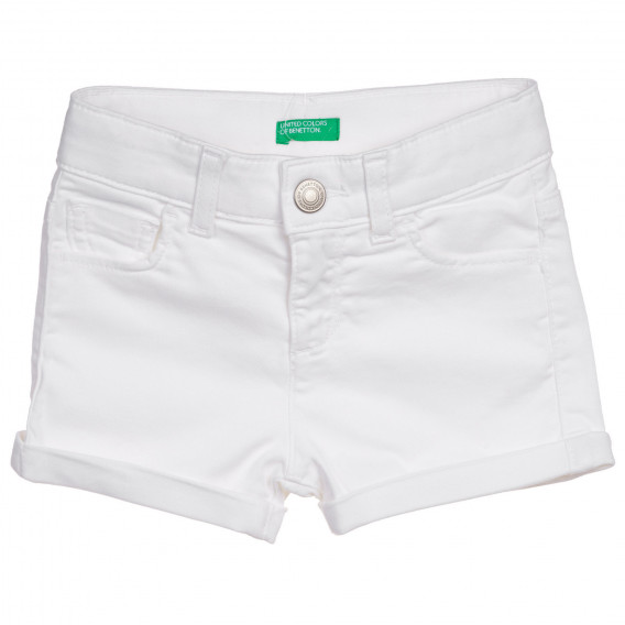 Pantaloni scurți cu capetele pliate, albi Benetton 232661 