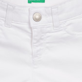 Pantaloni scurți cu capetele pliate, albi Benetton 232662 2