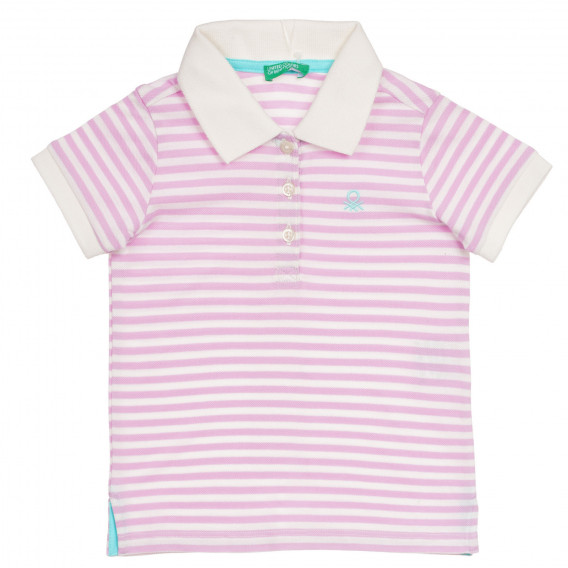 Bluză din bumbac cu mâneci scurte și dungă roz și albe pentru bebeluș Benetton 232673 