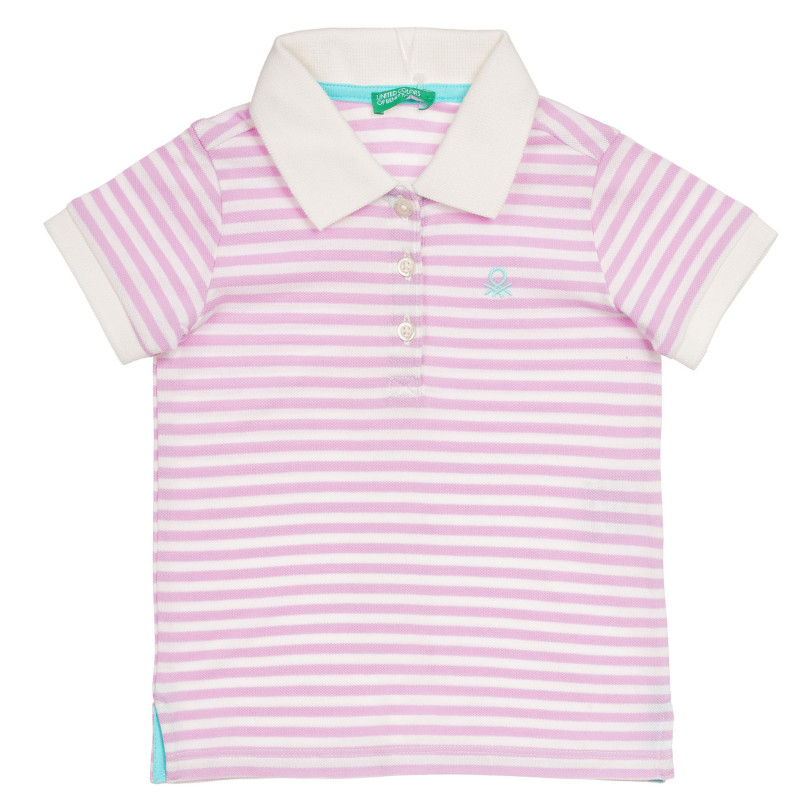 Bluză din bumbac cu mâneci scurte și dungă roz și albe pentru bebeluș  232673