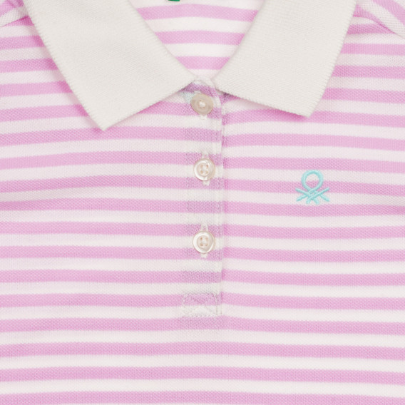Bluză din bumbac cu mâneci scurte și dungă roz și albe pentru bebeluș Benetton 232674 2