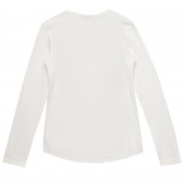 Bluză din bumbac cu mânecă lungă, cu o fată și inscripție imprimate, albă Benetton 232703 4