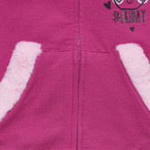 Hanorac din bumbac cu imprimeu iepuraș și detalii pufoase pentru bebeluș, roz Benetton 232717 2